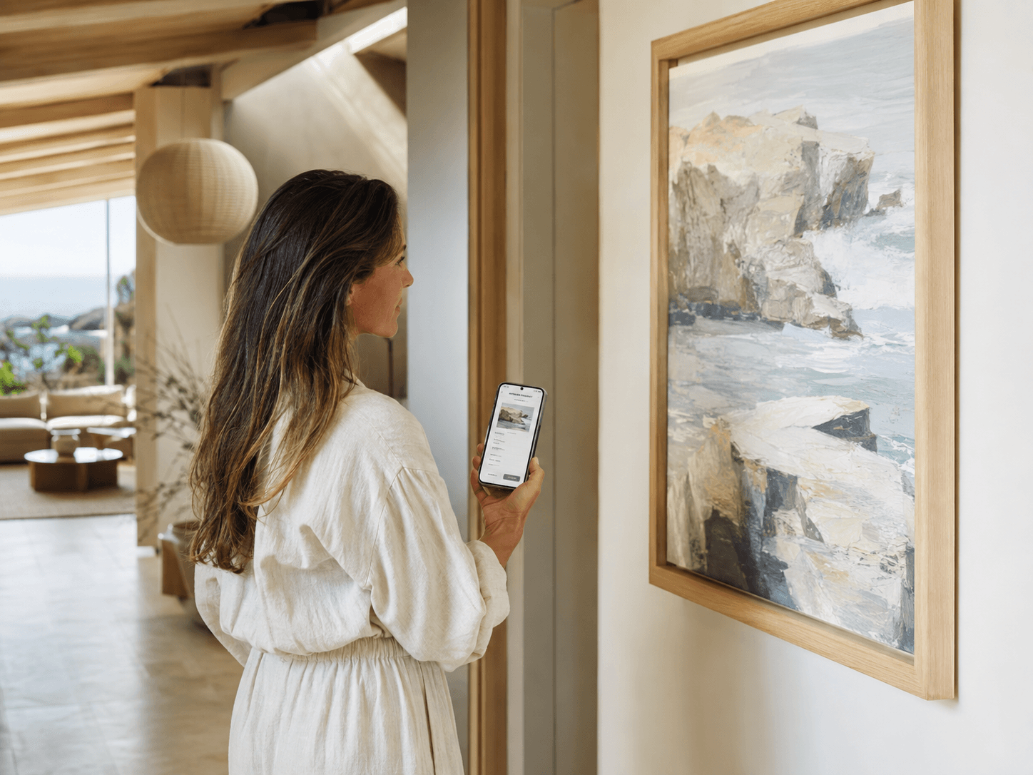 A collector viewing an artwork and its digital passport